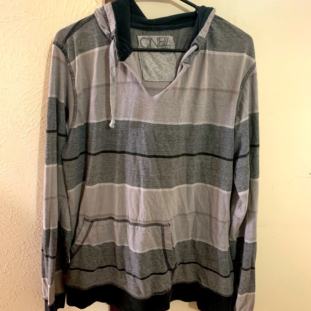 Used - monochrome light grey dark grey hooded thin jacket